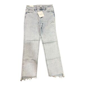 Lovervet Lt. blue denim High Rise‎ Slim Straight Raw Hem Jeans